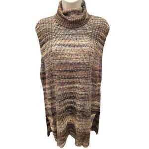 Cato XL turtle neck knit wool blend fall colors sleevless sweater tunic top EUC